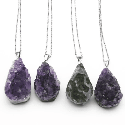 High Quality Natural Stone Raw Ore Water Drop Amethyst Pendants Crystal Necklace Reiki Charms DIY Jewelry Making Accessories 1PC