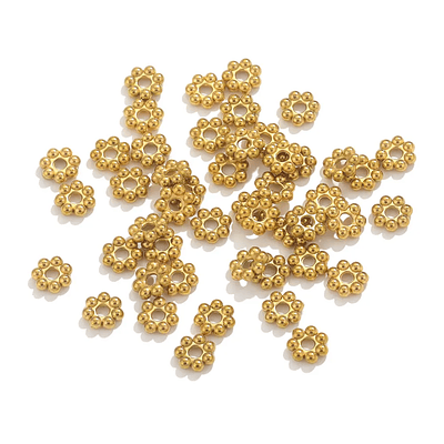 50pcs Stainless Steel Daisy Spacer Beads For Jewelry Making Snowflake Loose Bead For DIY Bracelet Jewelry Making Supplies