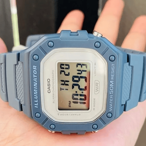 Reloj pulsera digital Casio W-218HC-2A azul 6