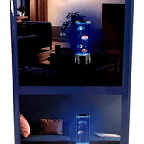 Lampara Decorativa Medusas Luz Led 16 Colores+control Remoto Estructura Negro Pantalla Transparente 5