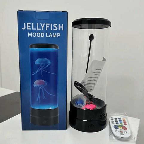 Lampara Decorativa Medusas Luz Led 16 Colores+control Remoto Estructura Negro Pantalla Transparente 6