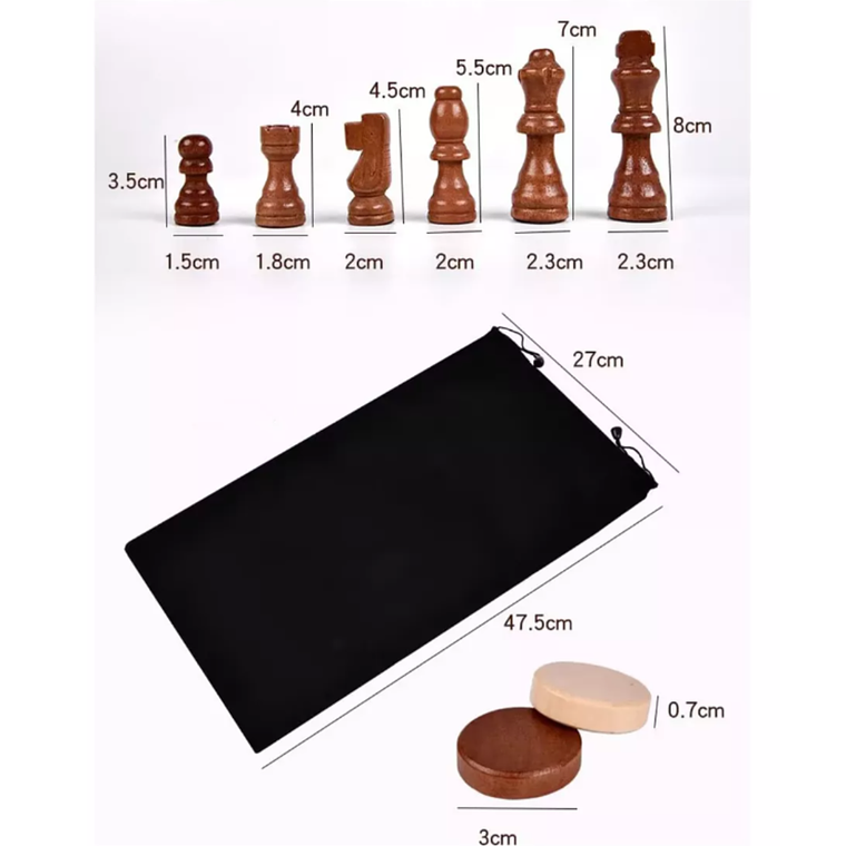 Tablero De Ajedrez Magnético De Madera 40x40cm 2 En 1 4