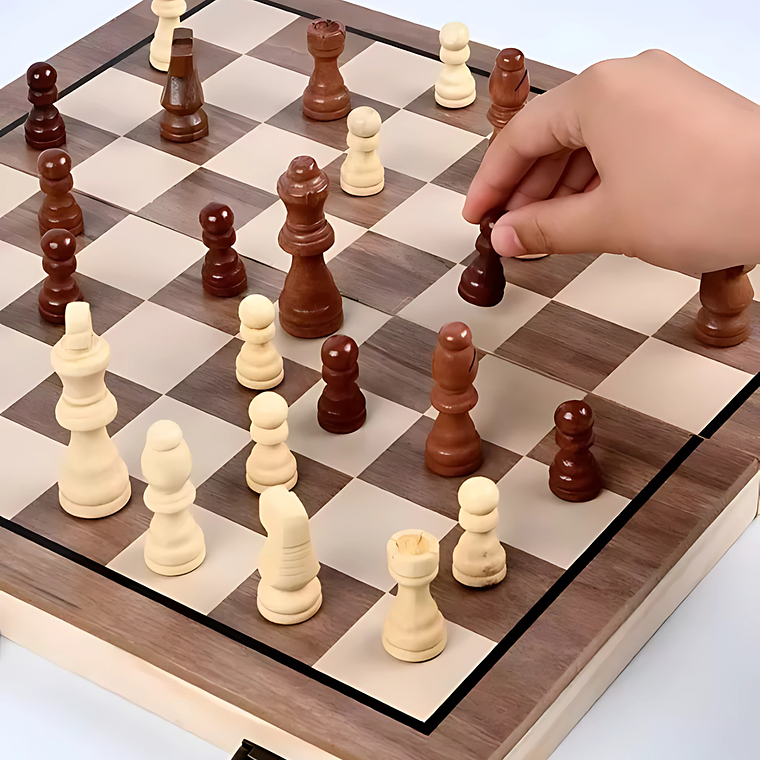 Tablero De Ajedrez Magnético De Madera 40x40cm 2 En 1 7