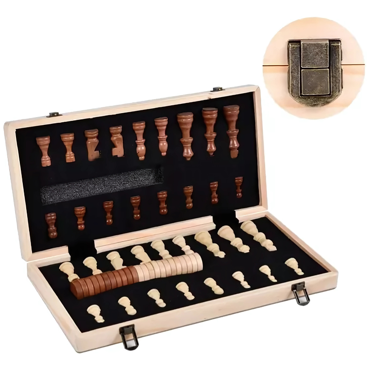 Tablero De Ajedrez Magnético De Madera 40x40cm 2 En 1 8