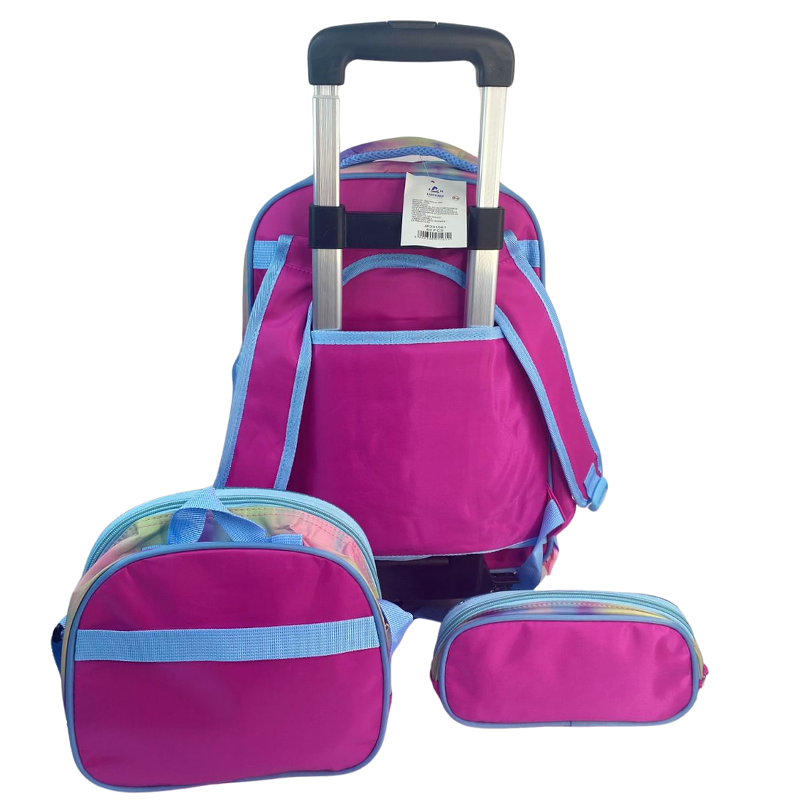 Mochila Con Ruedas + Lonchera + Estuche Niña 6
