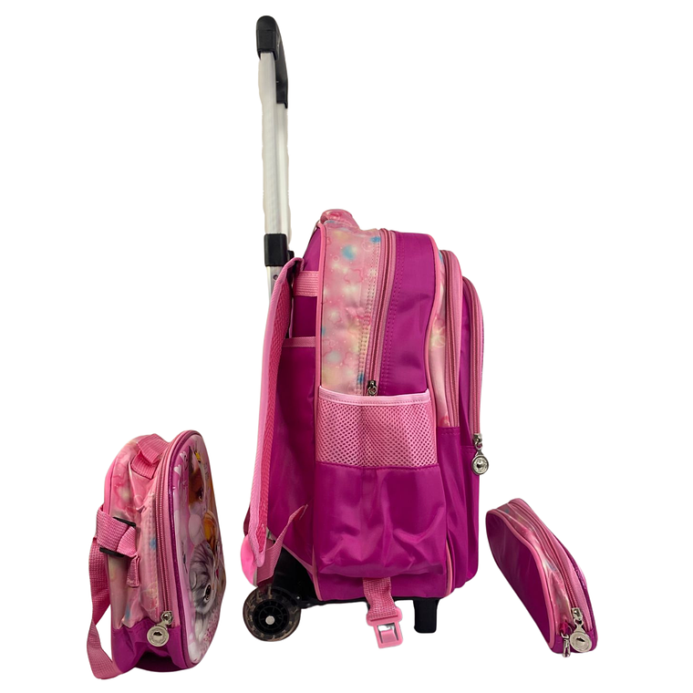 Mochila Con Ruedas + Lonchera + Estuche Niña 11