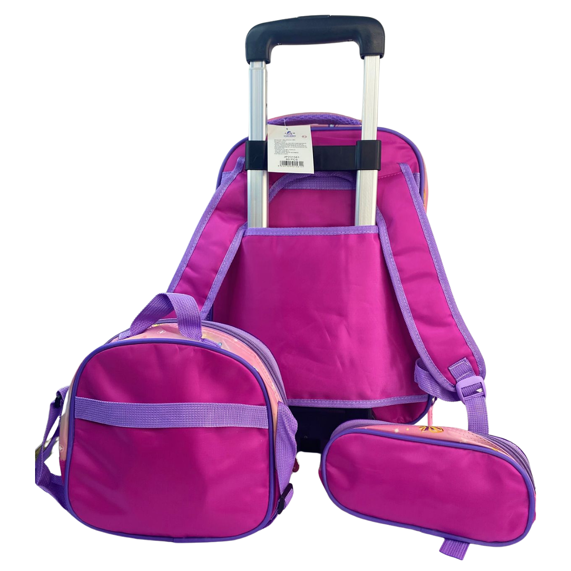 Mochila Con Ruedas + Lonchera + Estuche Niña 35