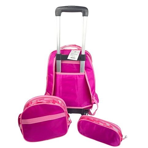 Mochila Con Ruedas + Lonchera + Estuche Niña 32