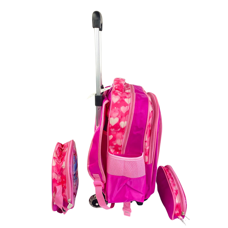 Mochila Con Ruedas + Lonchera + Estuche Niña 29