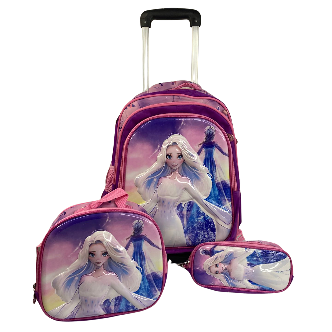 Mochila Con Ruedas + Lonchera + Estuche Niña 1