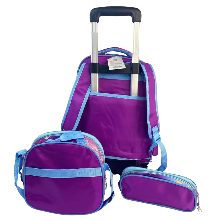 Mochila Con Ruedas + Lonchera + Estuche Niña 24