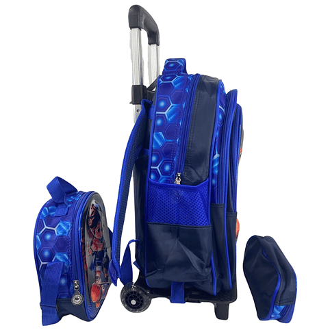 Mochila Con Ruedas + Lonchera + Estuche Niño 23