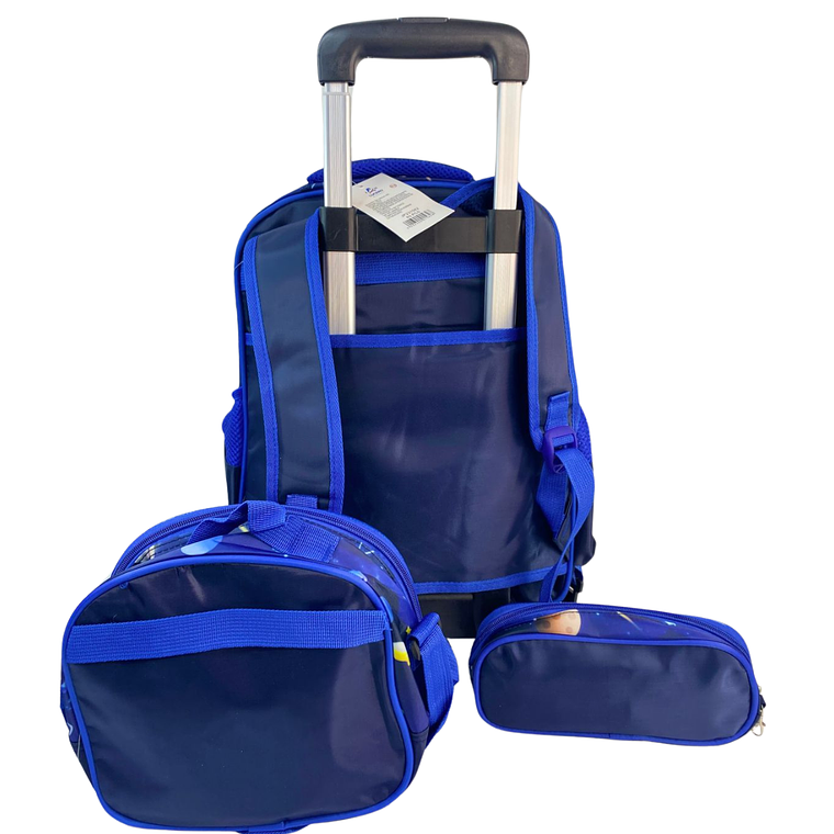 Mochila Con Ruedas + Lonchera + Estuche Niño 30