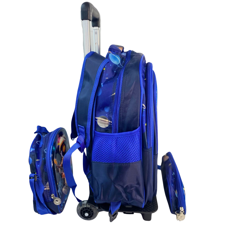 Mochila Con Ruedas + Lonchera + Estuche Niño 29
