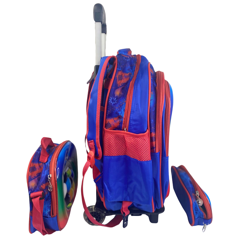 Mochila Con Ruedas + Lonchera + Estuche Niño 14