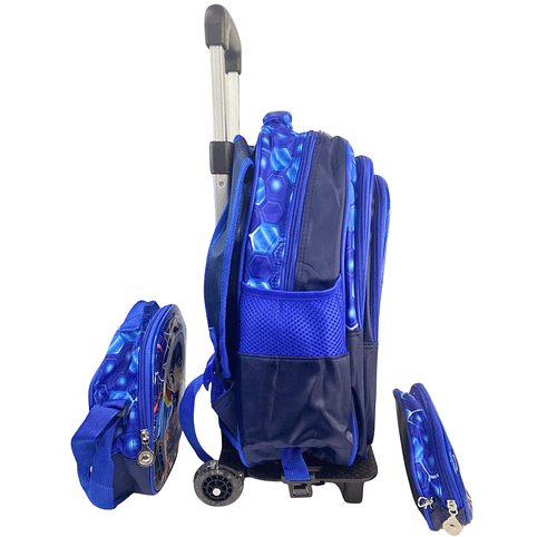 Mochila Con Ruedas + Lonchera + Estuche Niño 35