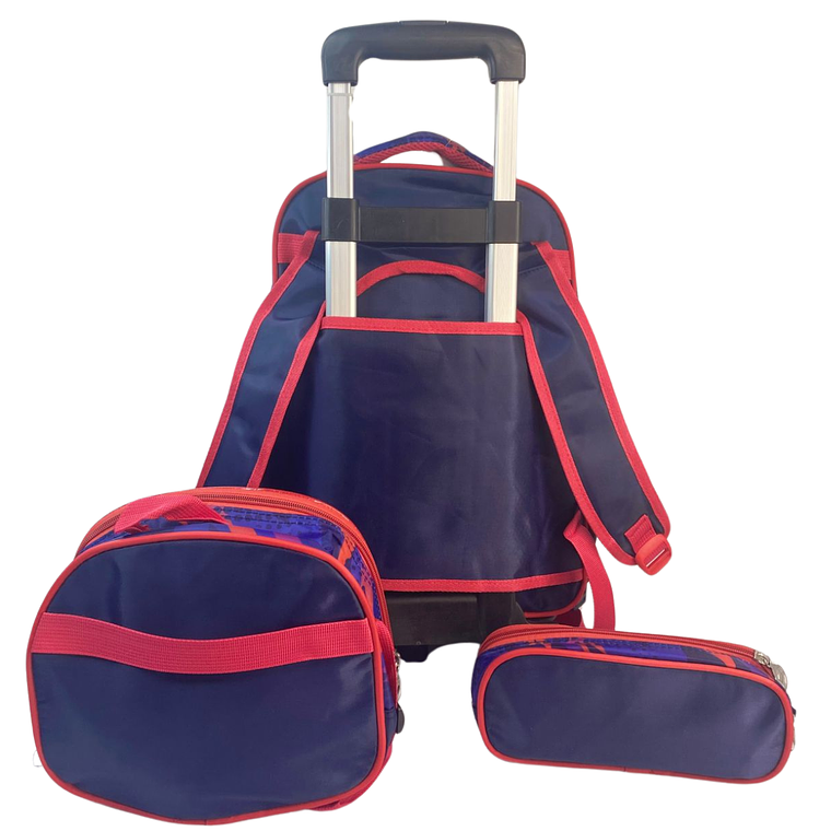 Mochila Con Ruedas + Lonchera + Estuche Niño 18