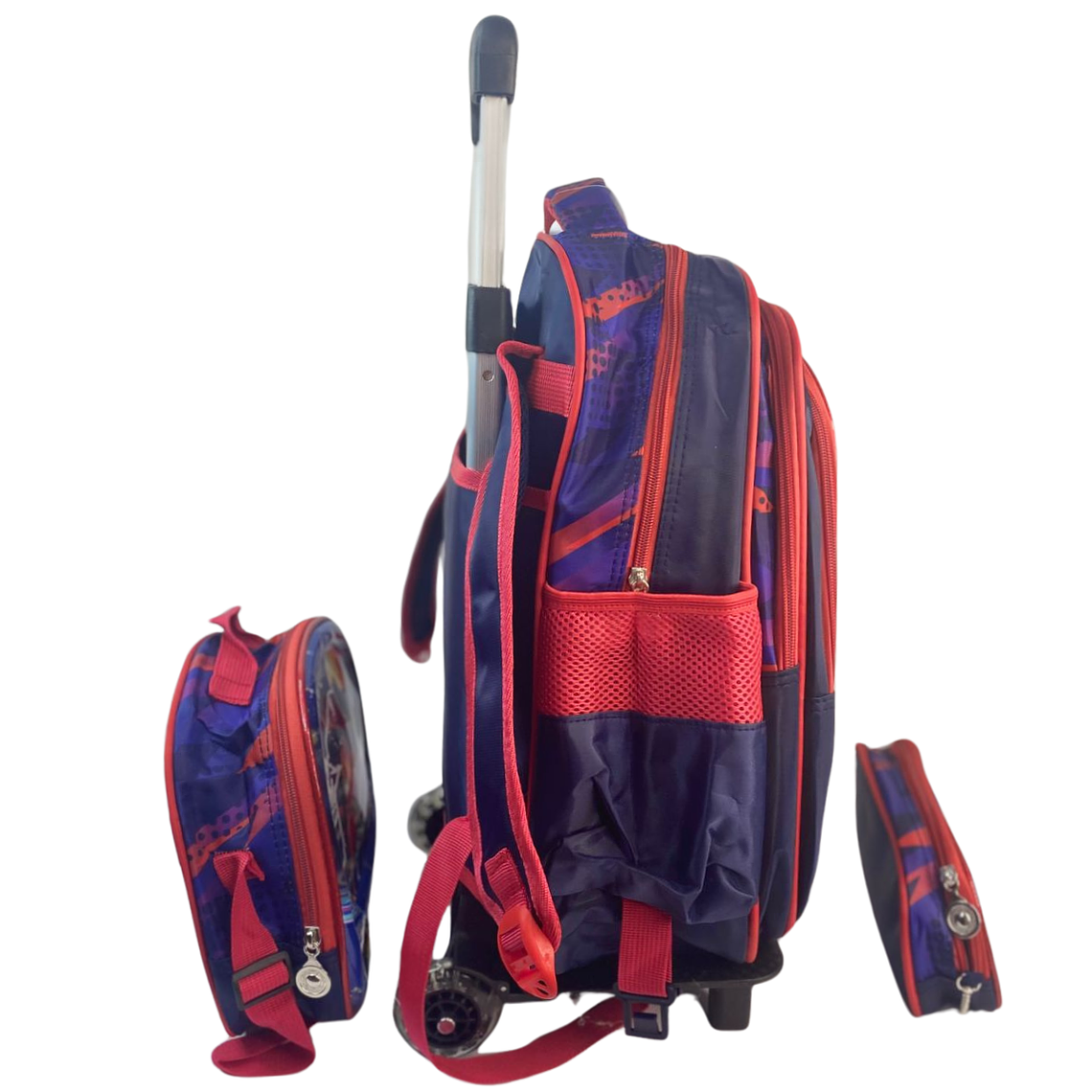 Mochila Con Ruedas + Lonchera + Estuche Niño 17