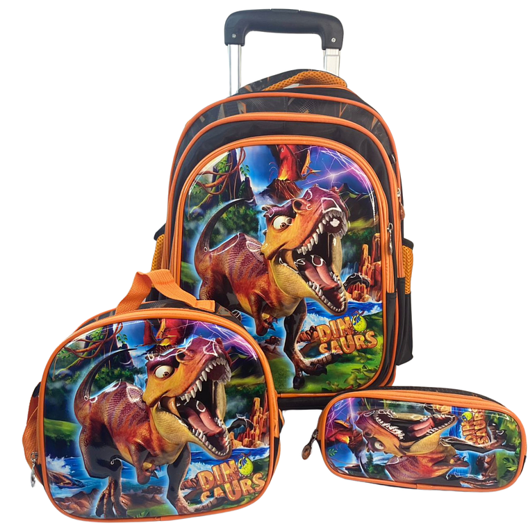 Mochila Con Ruedas + Lonchera + Estuche Niño 7