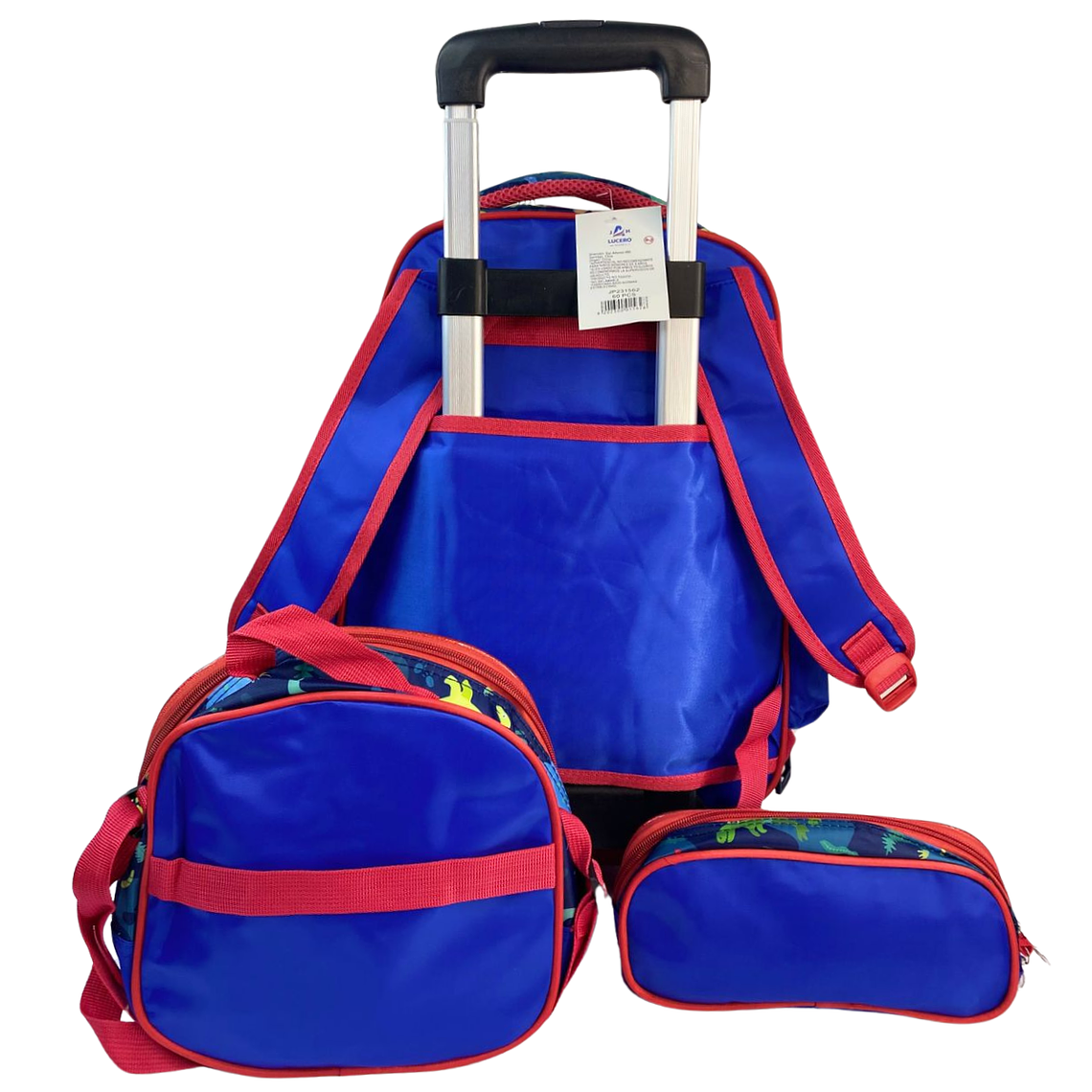 Mochila Con Ruedas + Lonchera + Estuche Niño 12
