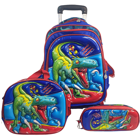 Mochila Con Ruedas + Lonchera + Estuche Niño 10