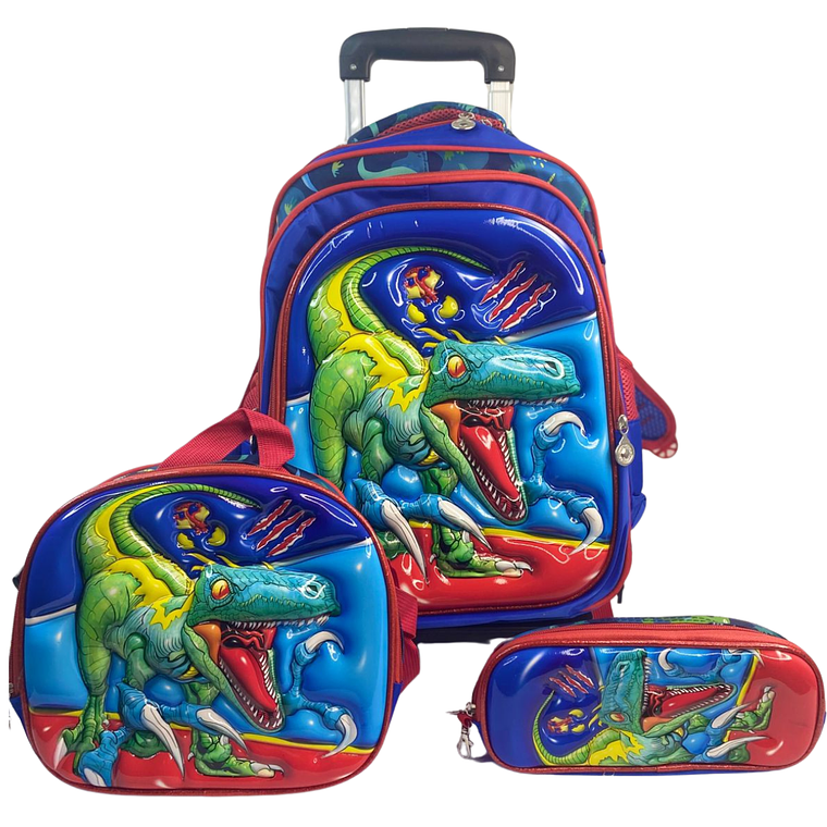 Mochila Con Ruedas + Lonchera + Estuche Niño 10