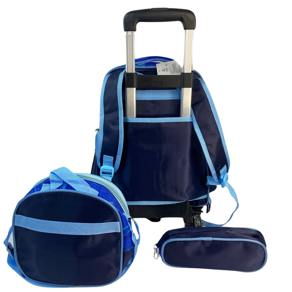 Mochila Con Ruedas + Lonchera + Estuche Niño 21
