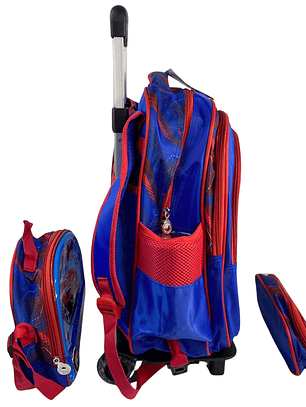Mochila Con Ruedas + Lonchera + Estuche Niño