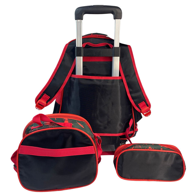 Mochila Con Ruedas + Lonchera + Estuche Niño 6