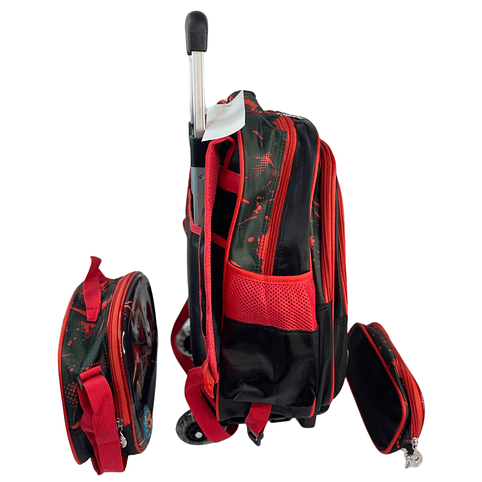Mochila Con Ruedas + Lonchera + Estuche Niño 5