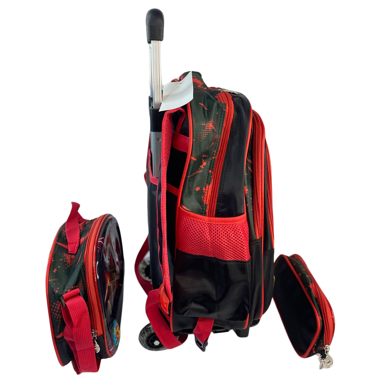 Mochila Con Ruedas + Lonchera + Estuche Niño 5