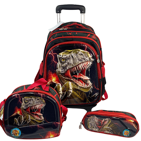 Mochila Con Ruedas + Lonchera + Estuche Niño 4