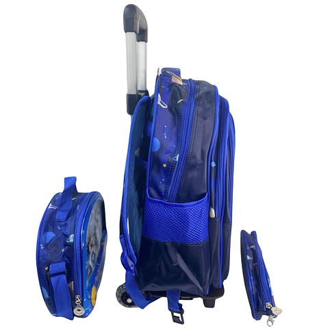 Mochila Con Ruedas + Lonchera + Estuche Niño 32