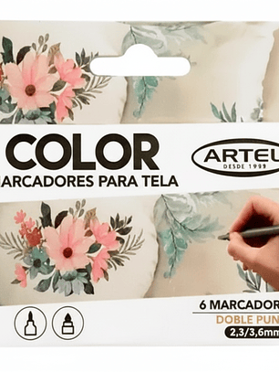 Pack de 2 Marcador De Tela Doble Punta 6 Uni - Artel 