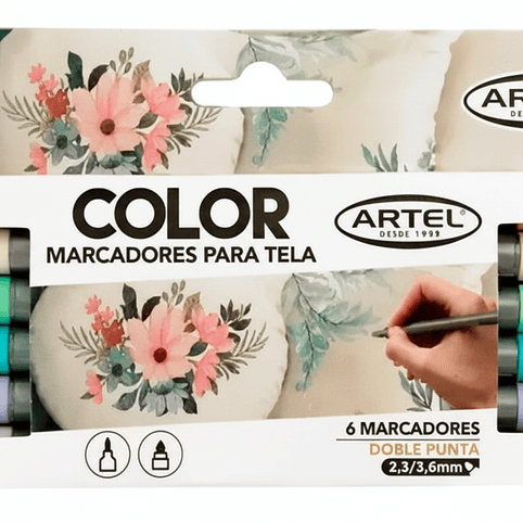 Pack de 2 Marcador De Tela Doble Punta 6 Uni - Artel  1