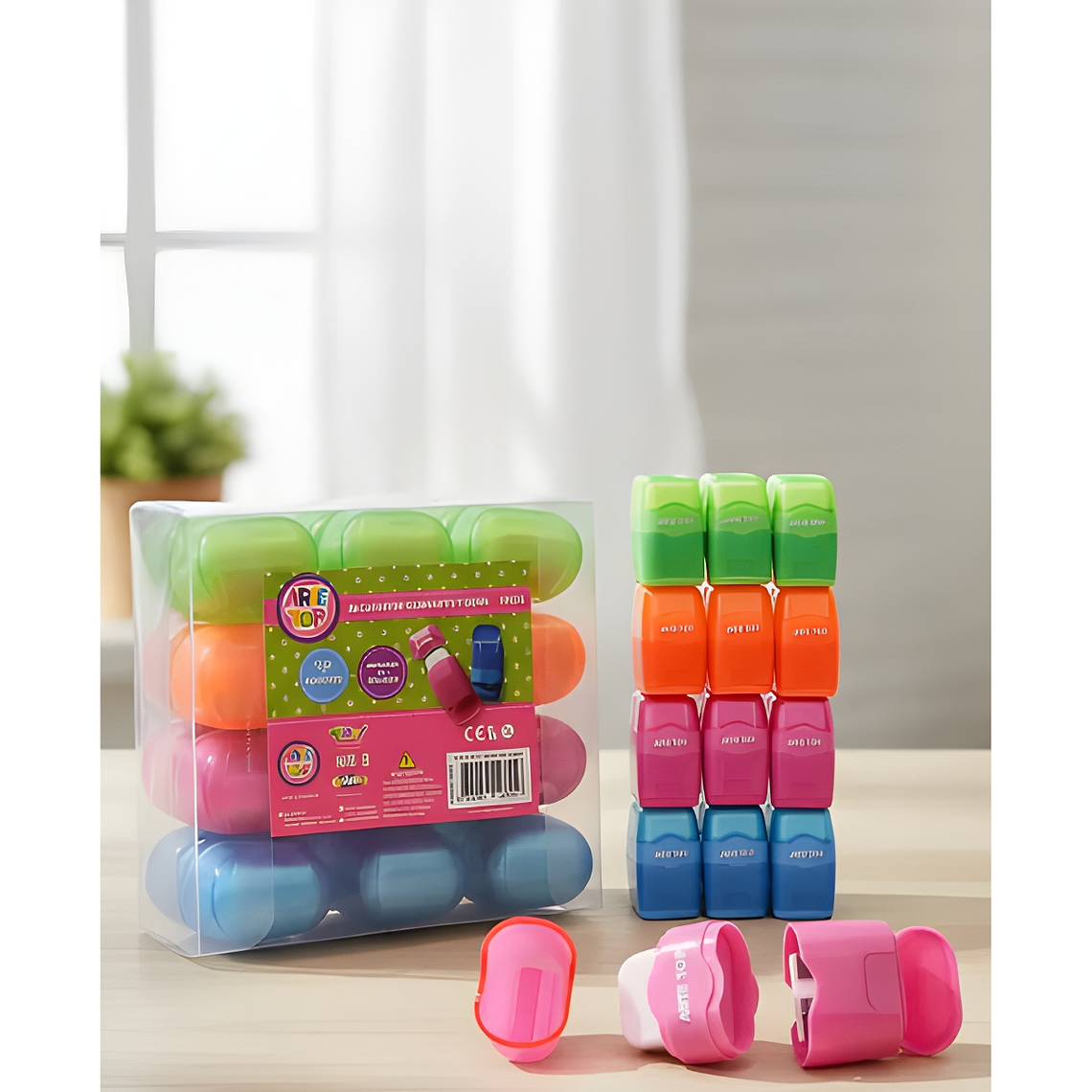 Caja de Sacapunta Deposito + Goma de Borrar 12 uni 1