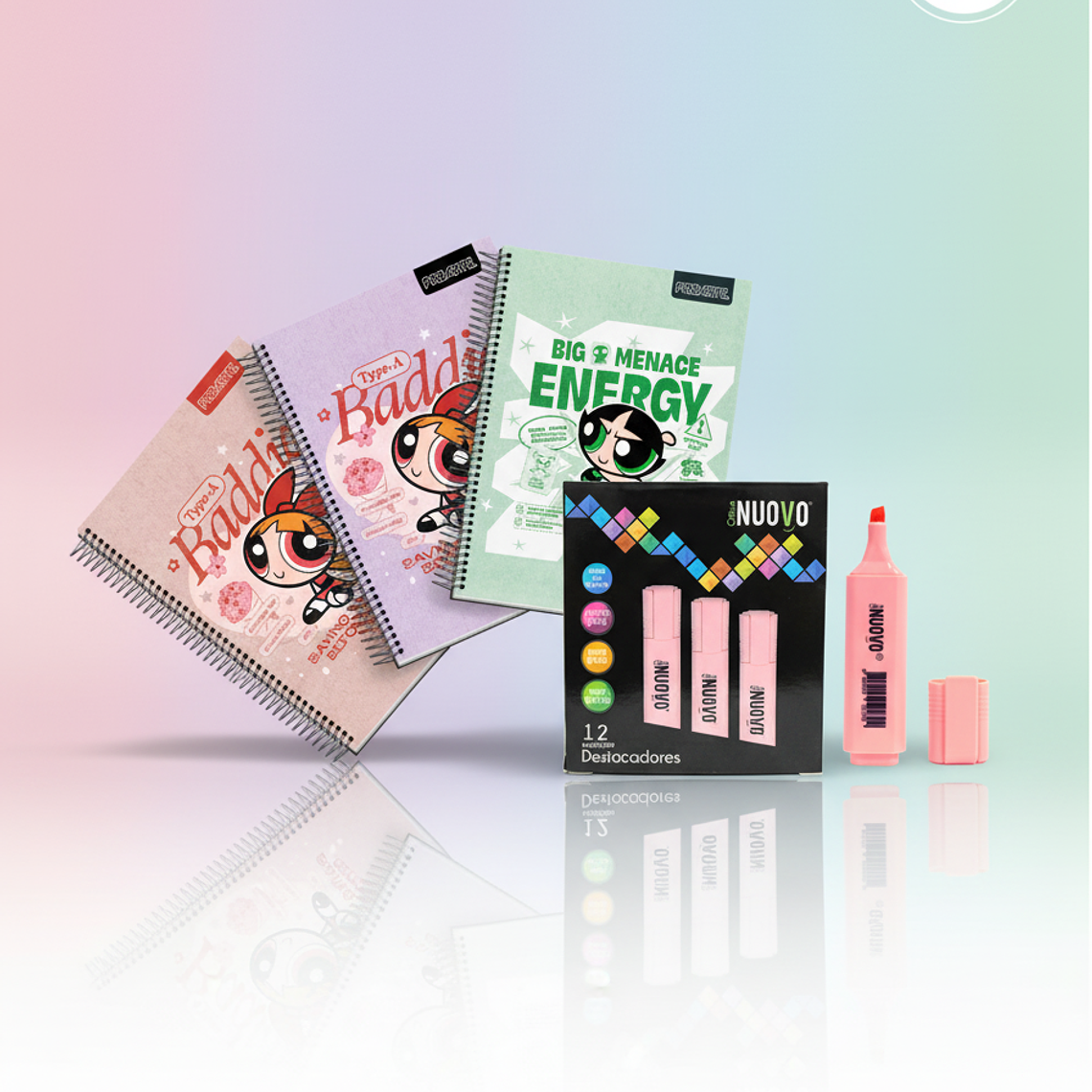Pack Cuaderno Chicas Super Poderosas + Destacadores Pastel 12uni. 3
