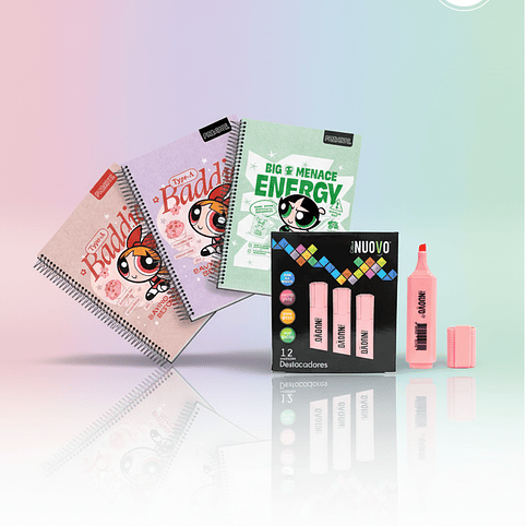 Pack Cuaderno Chicas Super Poderosas + Destacadores Pastel 12uni. 3