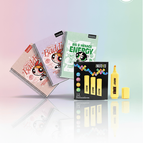 Pack Cuaderno Chicas Super Poderosas + Destacadores Pastel 12uni. 1