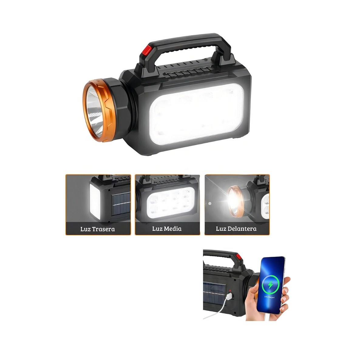 Linterna Carga Solar Multiples Funciones 2