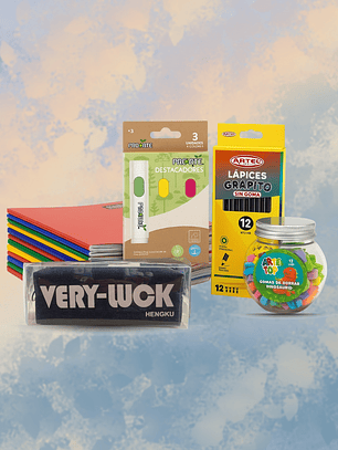 set escolar con estuche Very luck