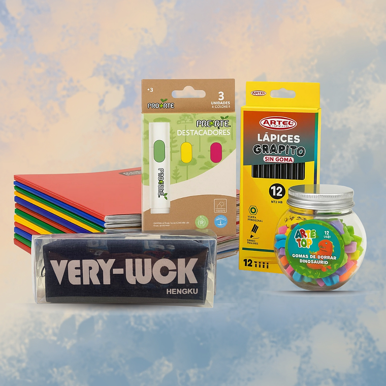 set escolar con estuche Very luck 1