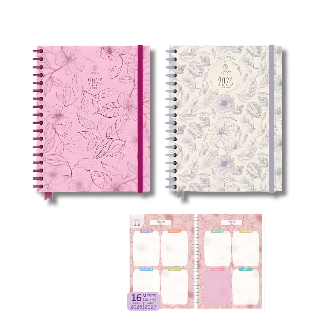Agenda Ascott C/Espiral Flowered 22x17.1 cm 1