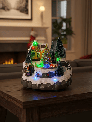 Adorno casa navideña musical con luces