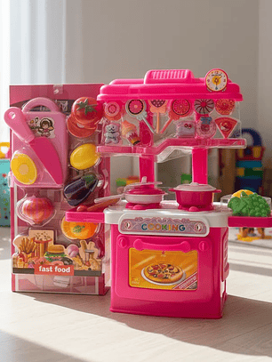 Set Cocina Infantil con Alimentos y Utensilios