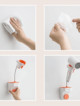 SOPORTE DE PARED MULTIUSO PARA SECADOR DE CABELLO