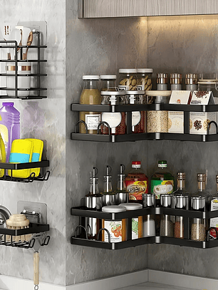 SET ORGANIZADOR 5 PIEZAS COCINA/ DUCHA ADHESIVO NEGRO