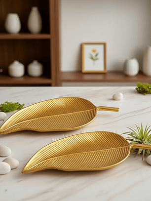 Bandeja Decorativa Forma de Hoja 2 uni.