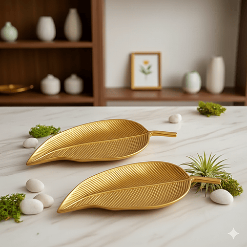 Bandeja Decorativa Forma de Hoja 2 uni. 1