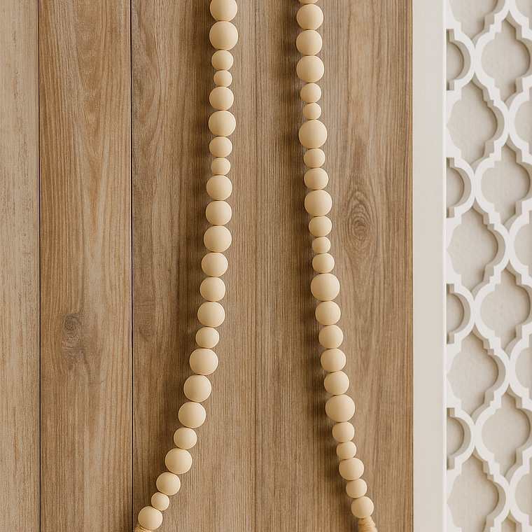 Adornos Cuetas Maderas con Flecos Full Blanco - 135cm 1